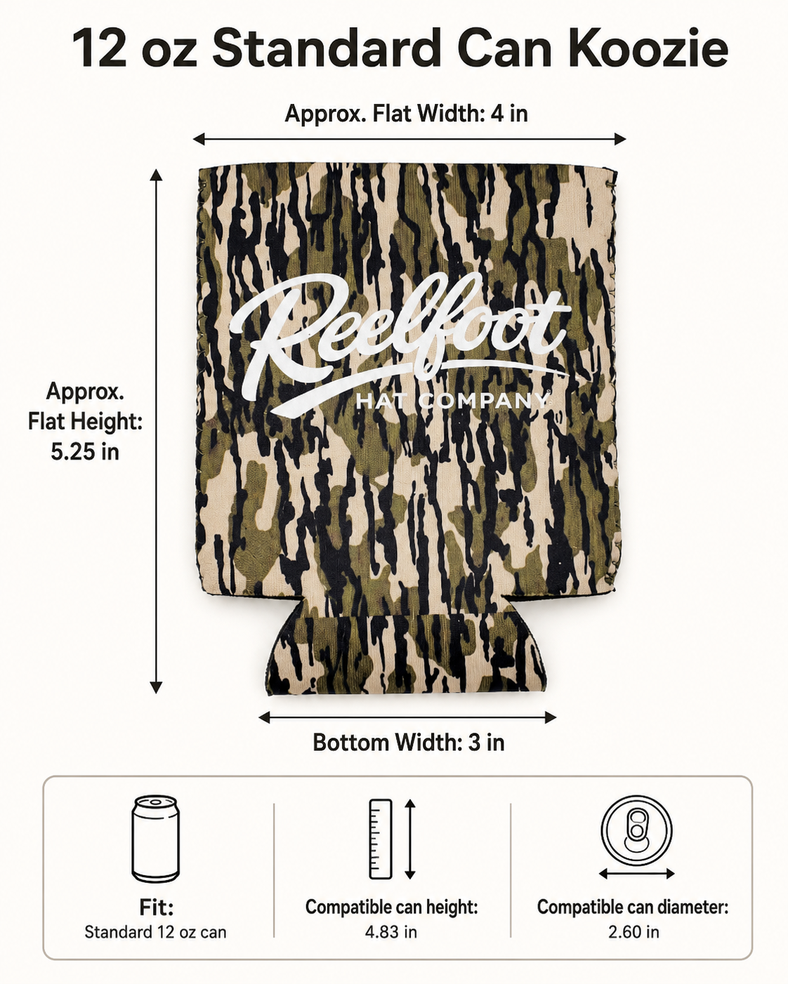 Reelfoot Mossy Oak-Style Camo 12 oz Standard Can Koozie