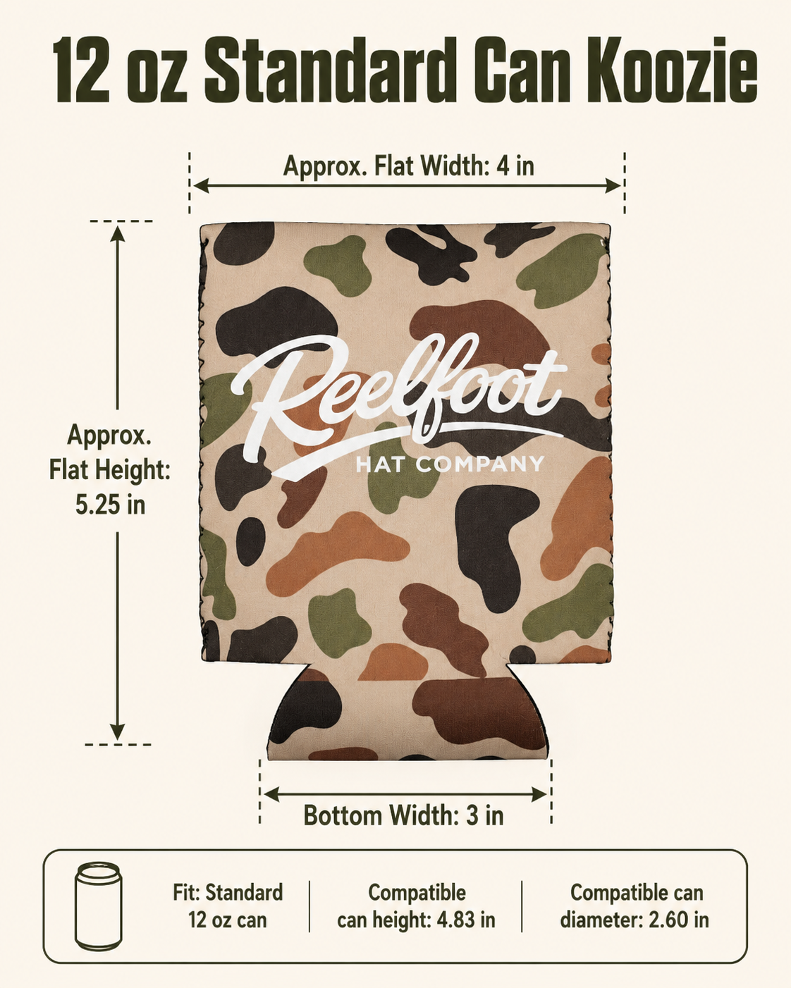 Reelfoot Old-School Camo 12 oz Standard Can Koozie