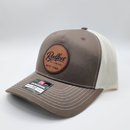 Reelfoot Round Leather Patch 112-Style Trucker Hat
