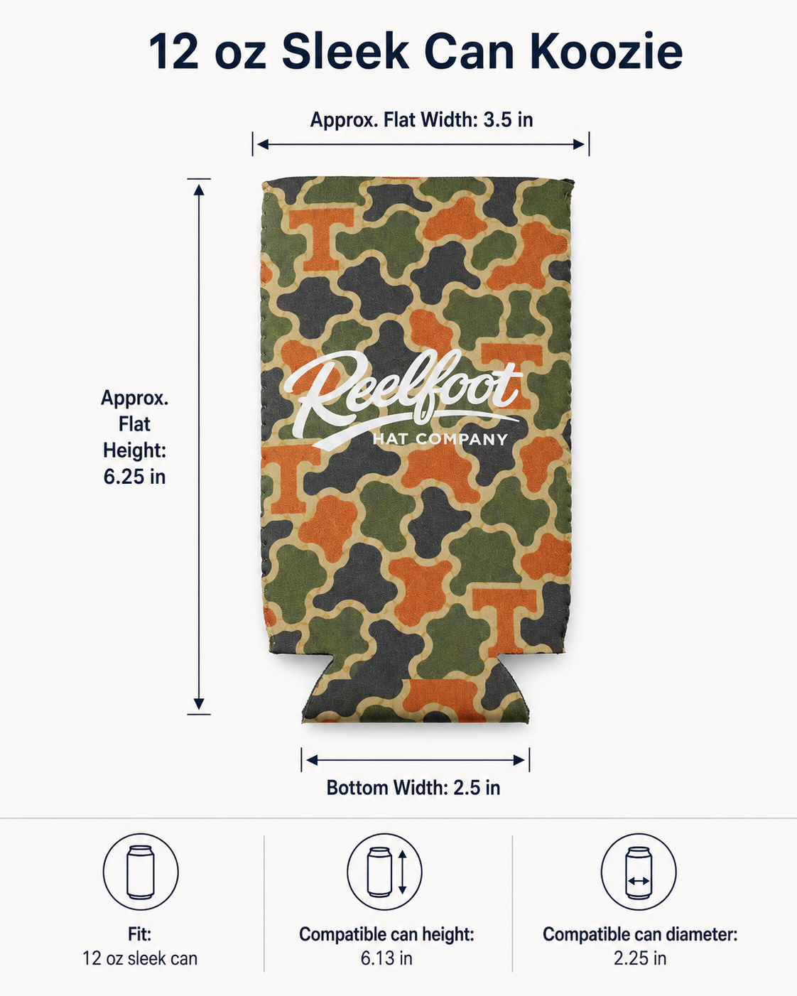Reelfoot Tennessee Camo 12 oz Slim Can Koozie